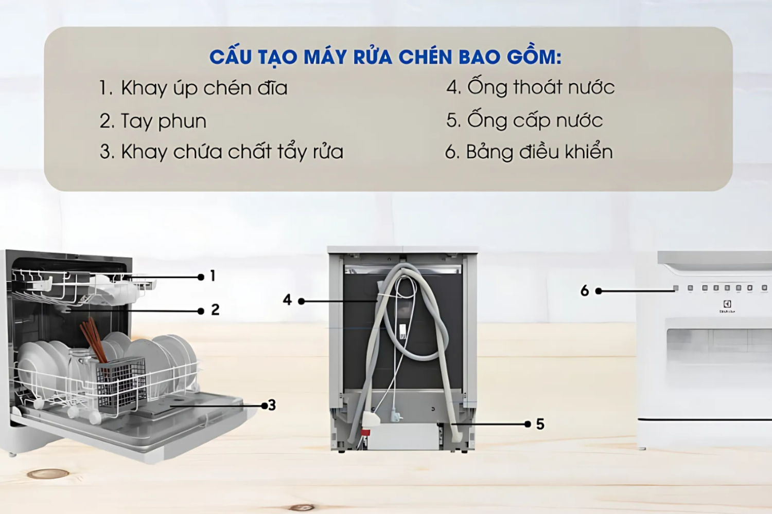 Cấu tạo của máy rửa bát