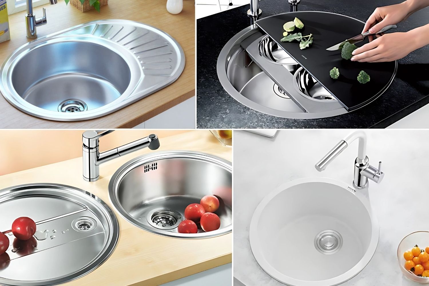 Chậu rửa bát hình tròn hoặc oval