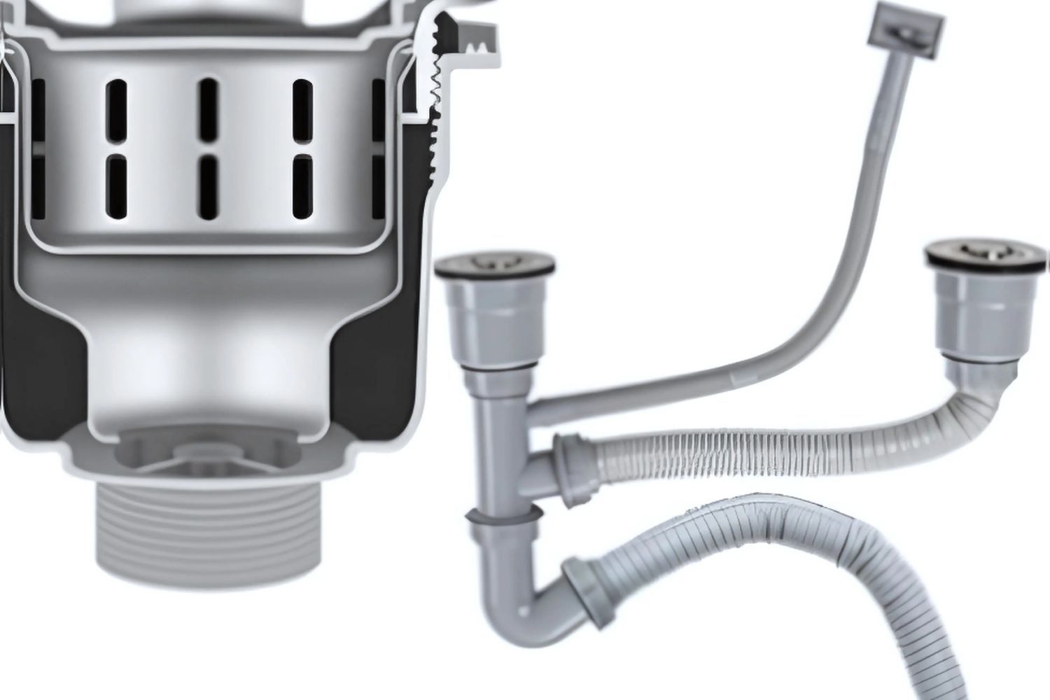 Cấu tạo ống xả, xi phông của chậu rửa bát Eurosun