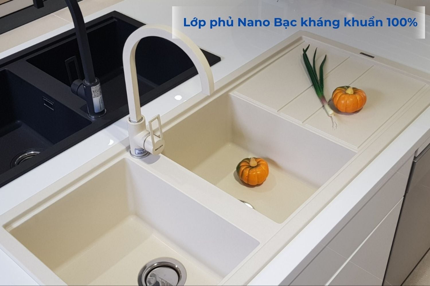 Chậu rửa bát Malloca kháng khuẩn bằng lớp phủ nano bạc