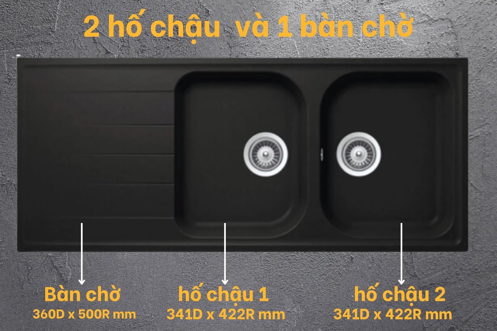 Thiết kế 2 hố rộng rãi tích hợp bàn chờ tiện dụng
