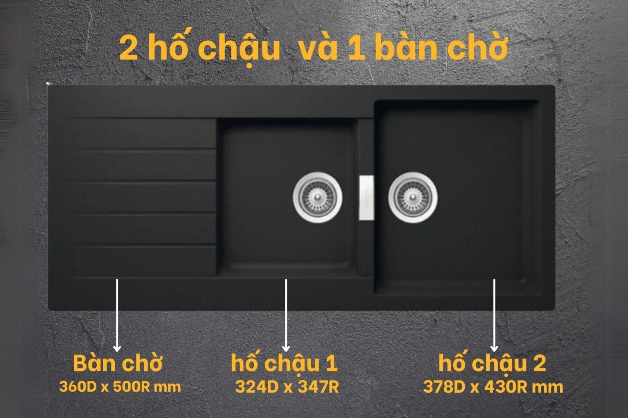 Thiết kế 2 hố rộng rãi tích hợp bàn chờ tiện lợi