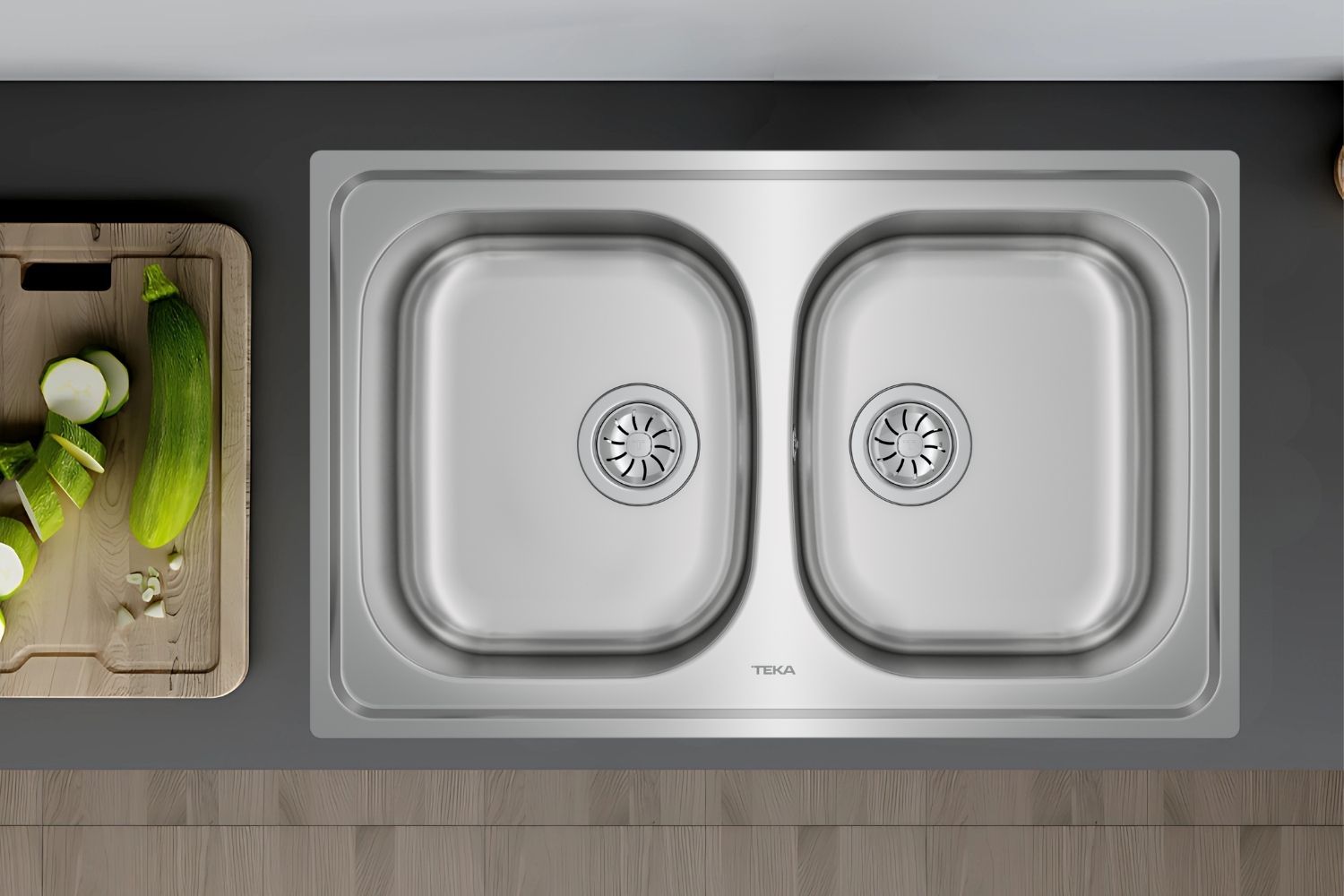 Chậu rửa bát Teka UNIVERSE 80 T-XP 2B có độ sâu tiêu chuẩn, chống văng hiệu quả