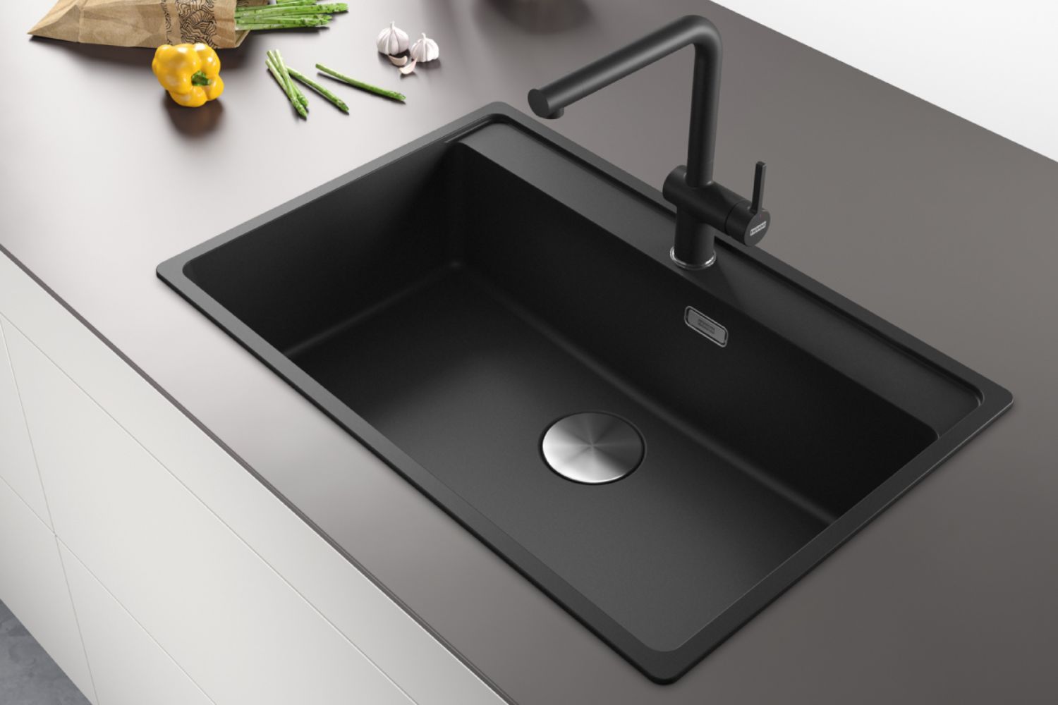 Mẫu chậu rửa bát bằng đá 1 hố nhỏ gọn, tiết kiệm diện tích