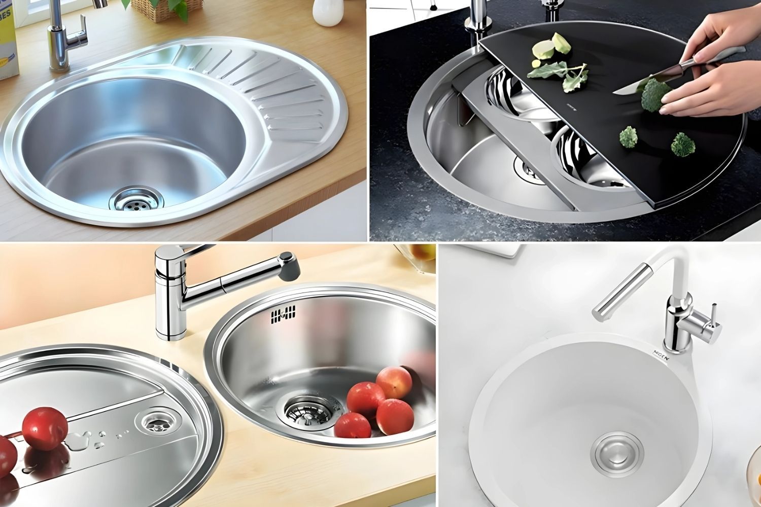 Chậu rửa bát inox hình tròn/oval độc đáo