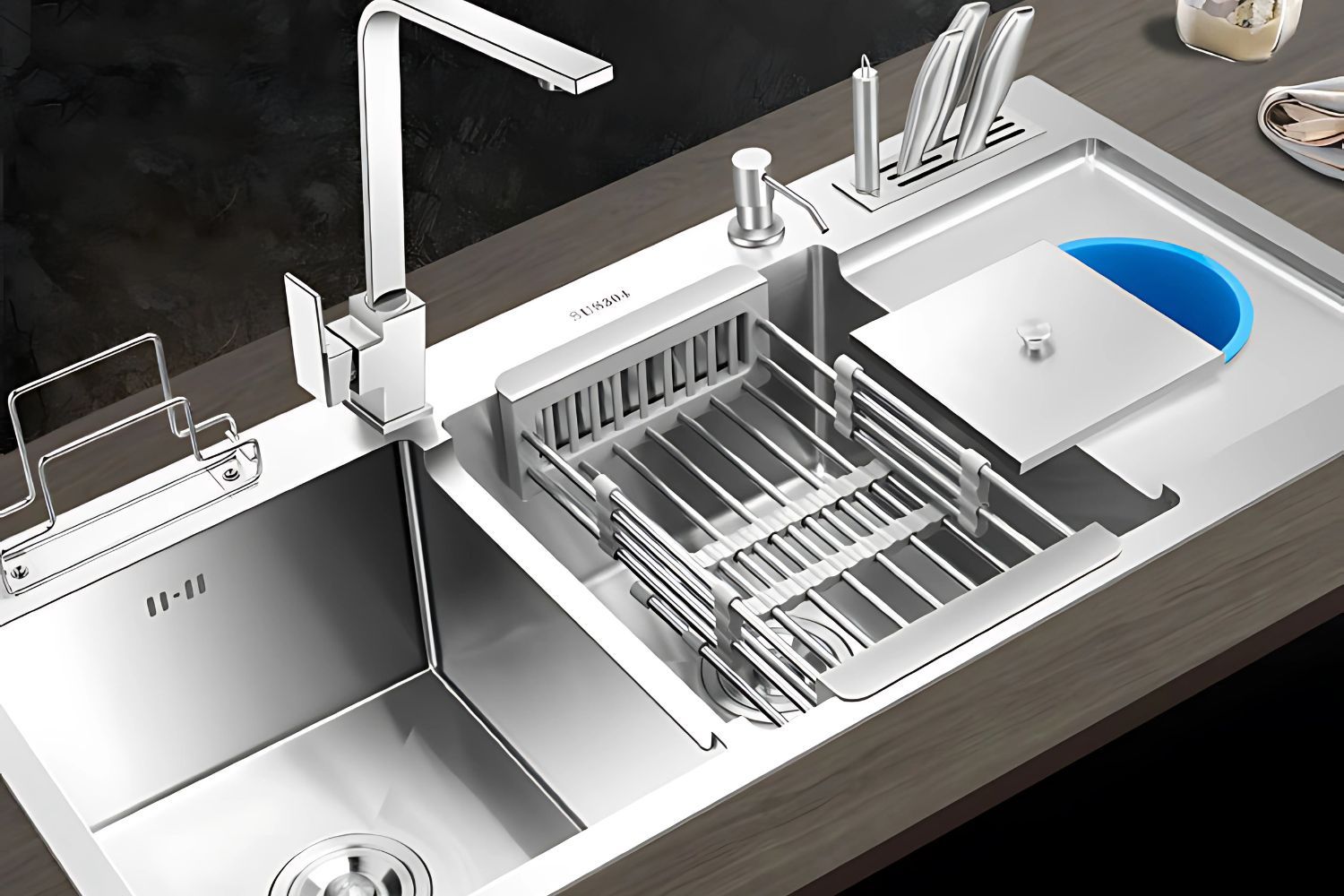 Mặt chậu rửa bat inox sáng bóng