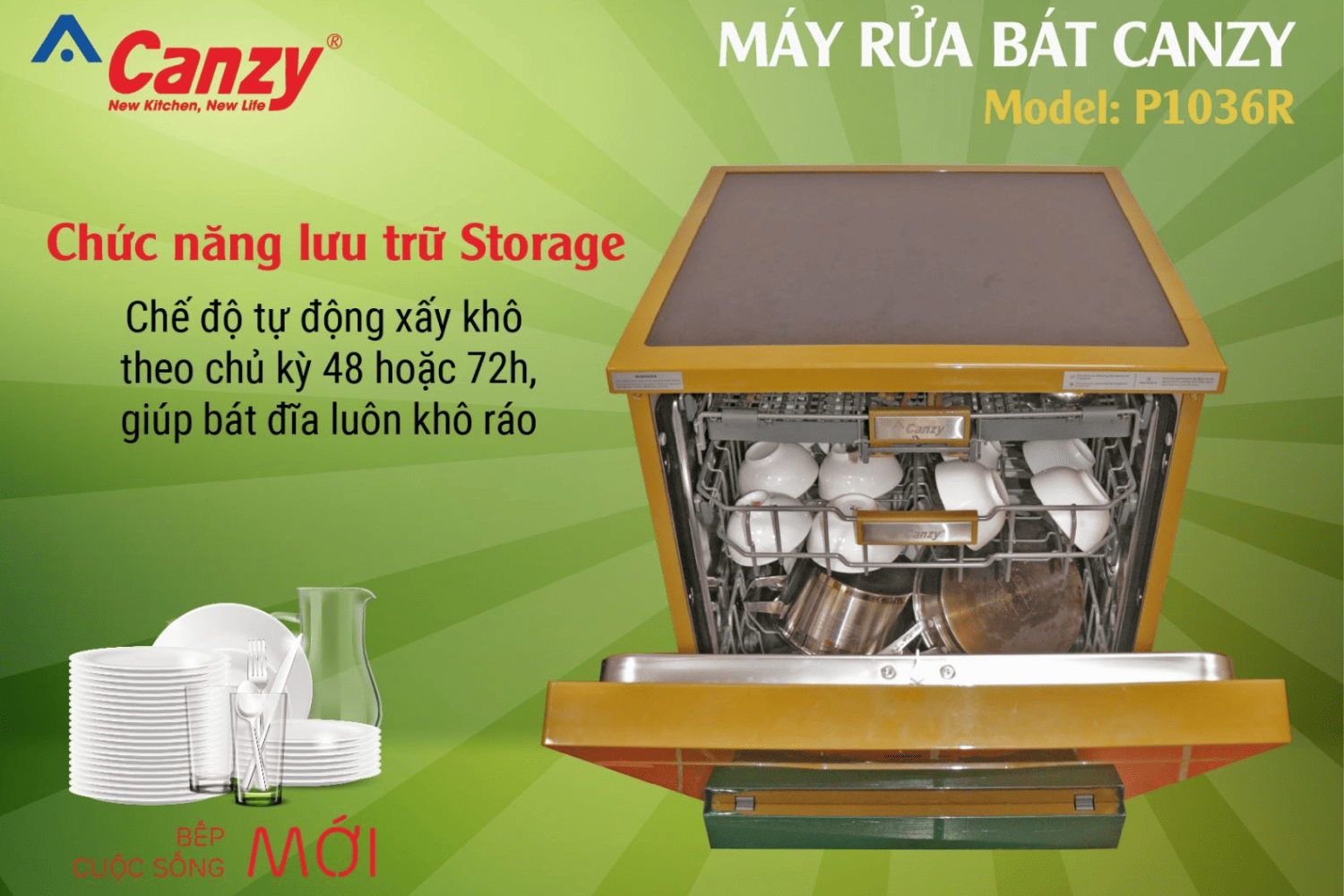 Chức năng sấy và lưu trữ (Storage) giúp máy luôn khô thoáng