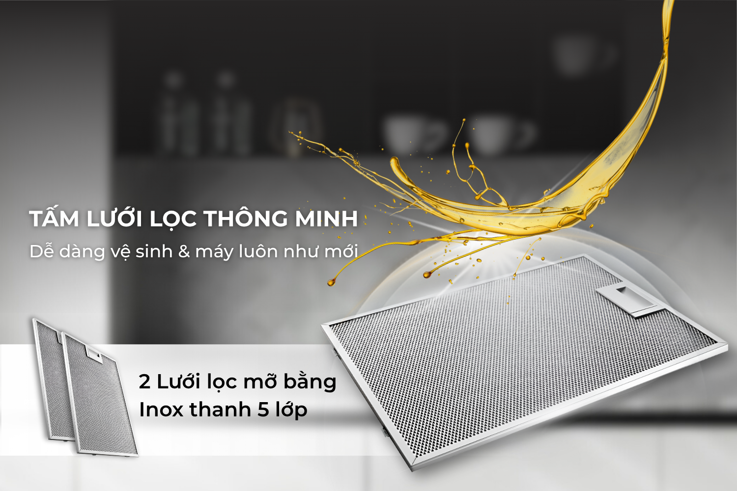 Lưới lọc mỡ 5 lớp -&nbsp;Lọc sạch dầu mỡ, dễ dàng vệ sinh