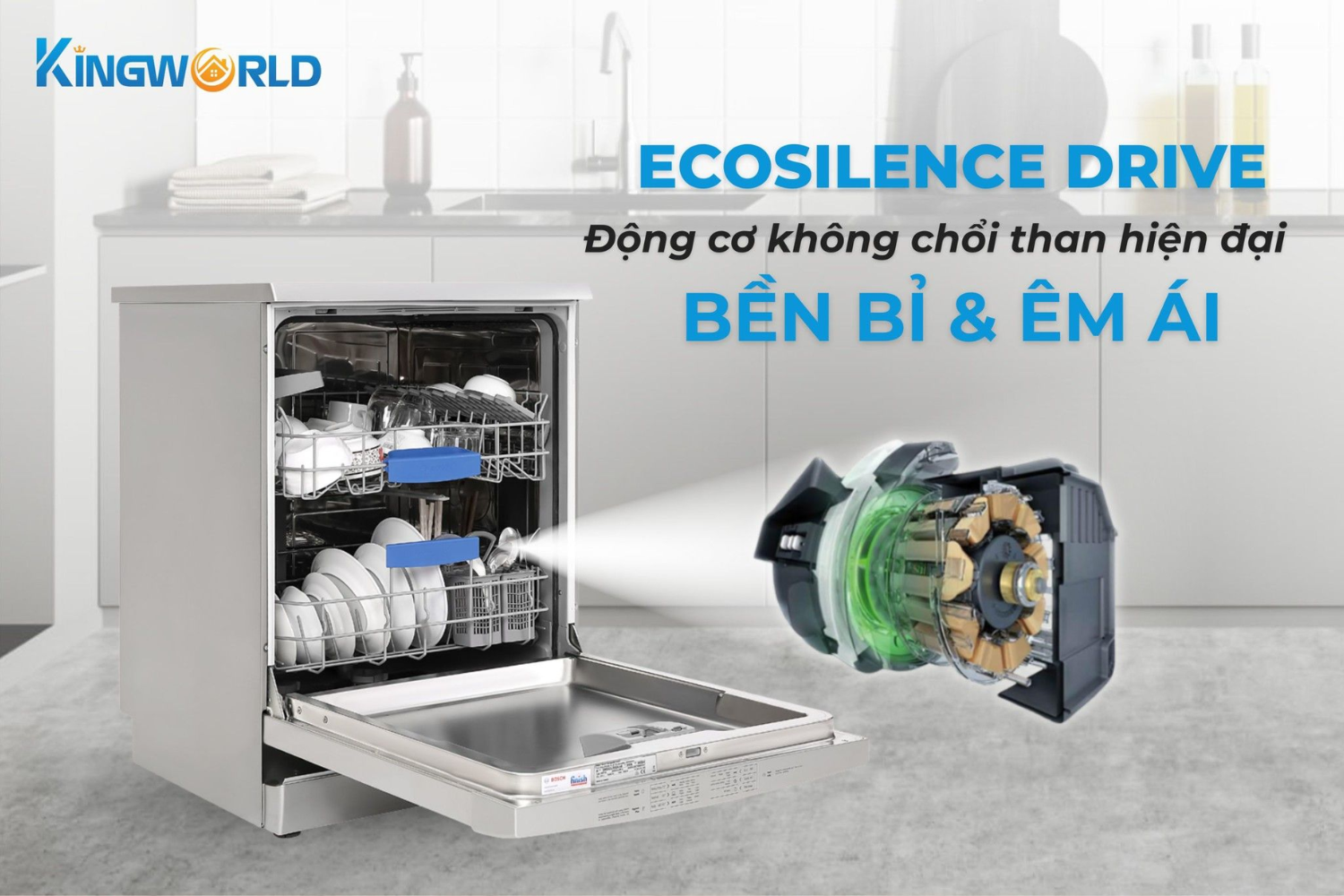 Động cơ EcoSilence Drive giúp máy hoạt động mạnh mẽ nhưng vẫn êm ái