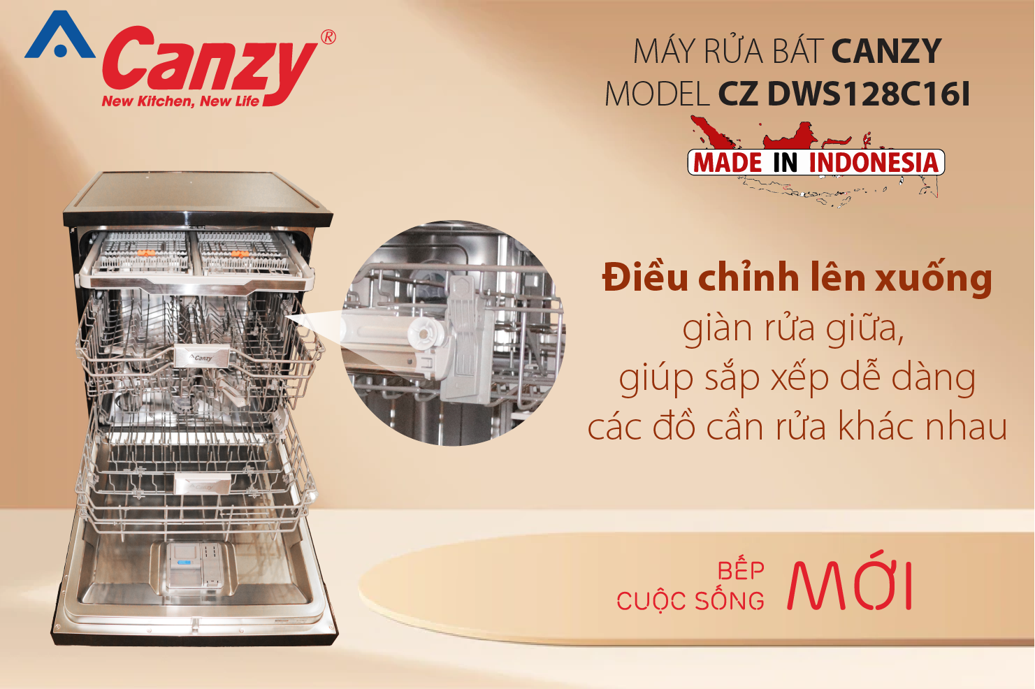Điều chỉnh lên xuống giàn rửa giữa