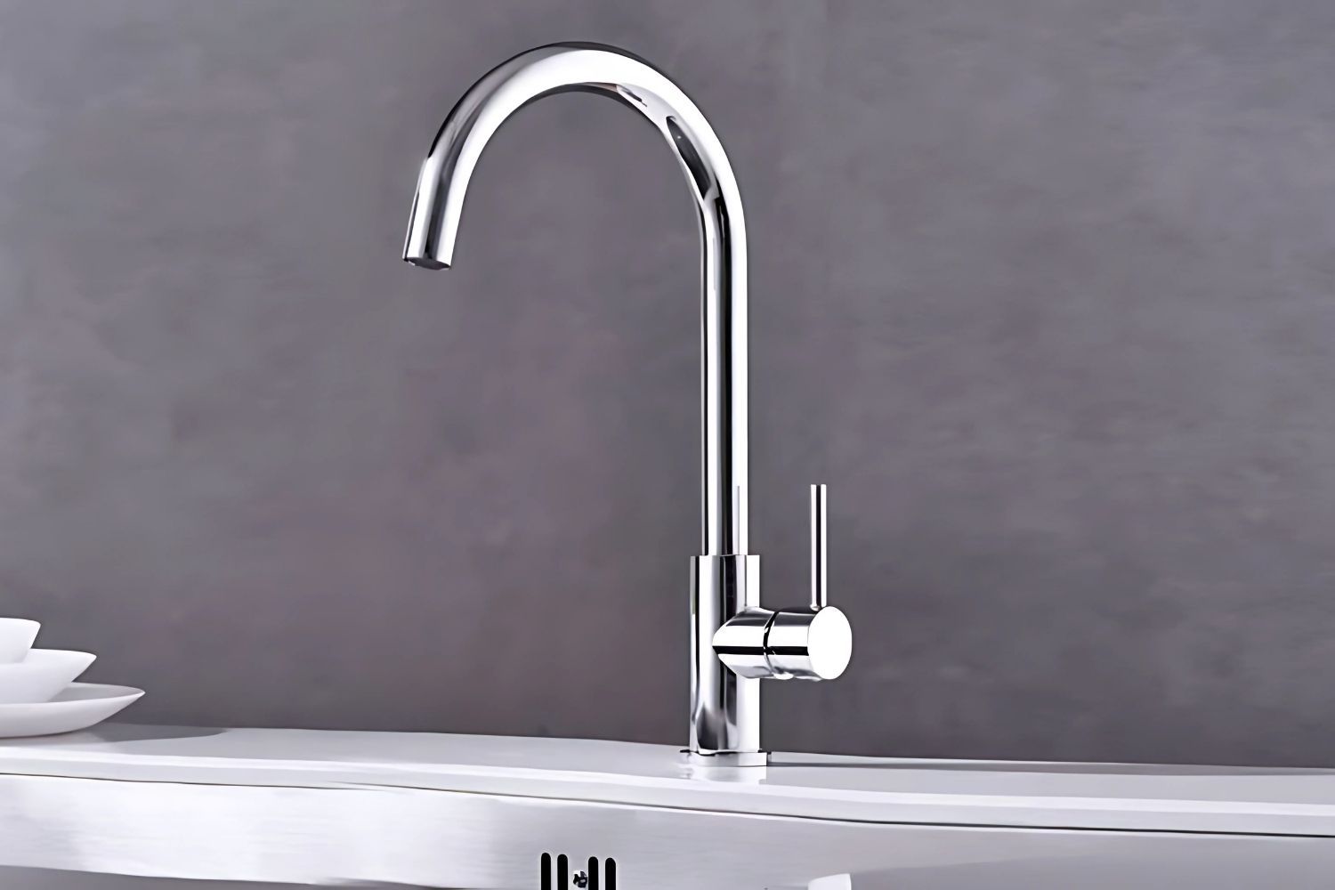 Vòi rửa bát được thiết kế dạng chữ C hiện đại