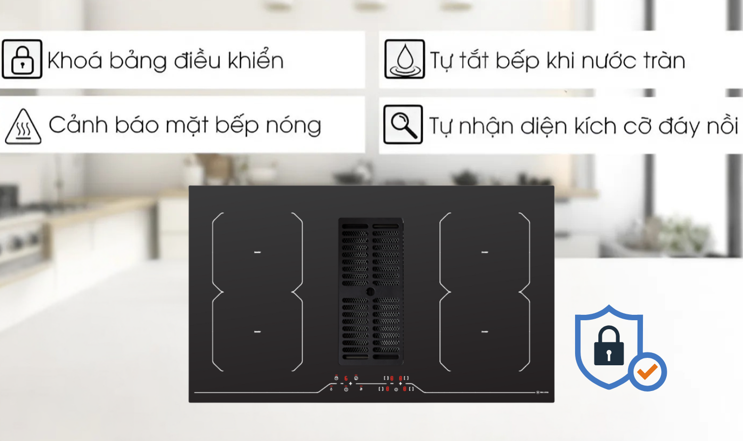 Bếp từ 4 vùng nấu Malloca HIH-864 nhiều tiện ích an toàn