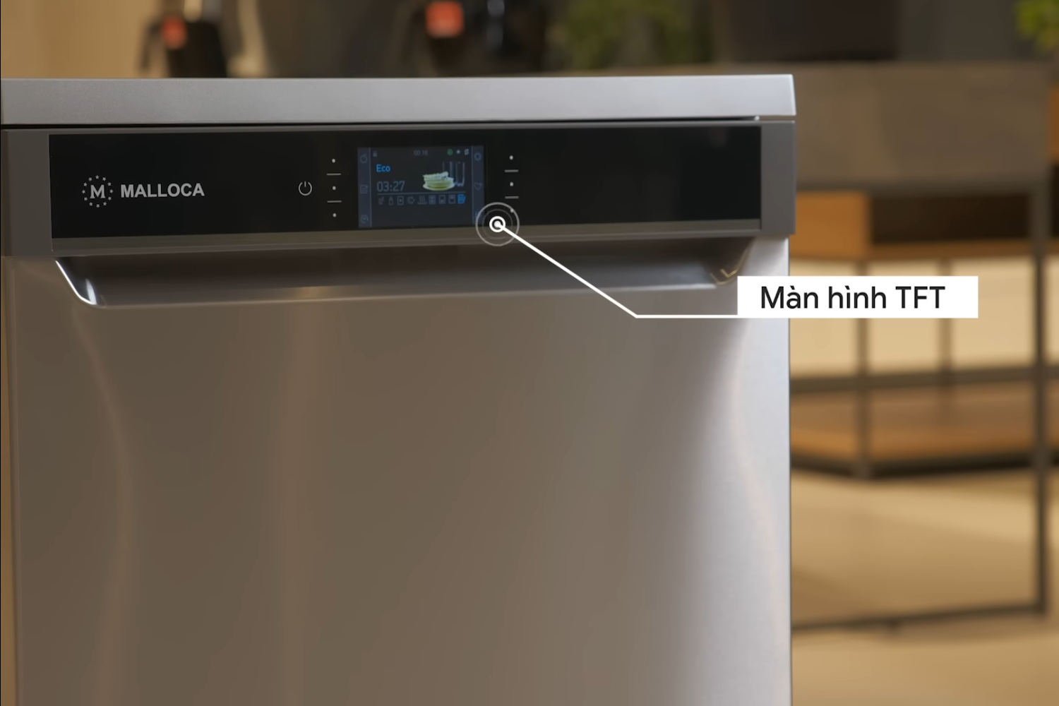 Máy rửa chén Malloca MDW14-S10TFT trang bị màn hình TFT sắc nét và nhấn cảm ứng