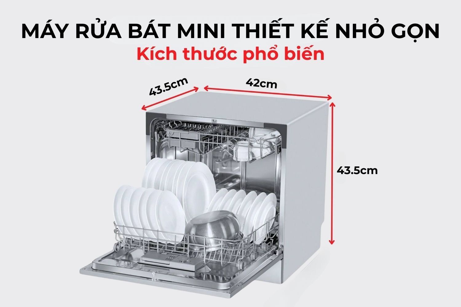 Máy rửa bát mini có kích thước nhỏ gọn, có thể đặt trên mặt bàn bếp