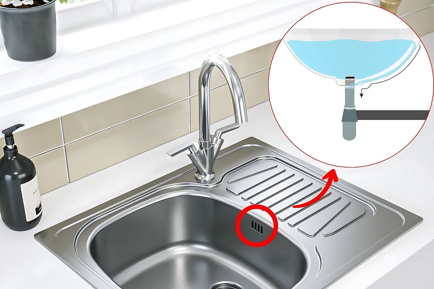 Lỗ thoát tràn giúp tránh tình trạng quên tắt nước hiệu quả