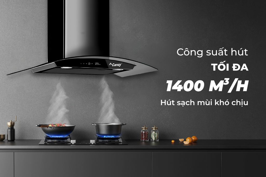 Nhiều dòng máy hút mùi kính cong có công suất cực lớn