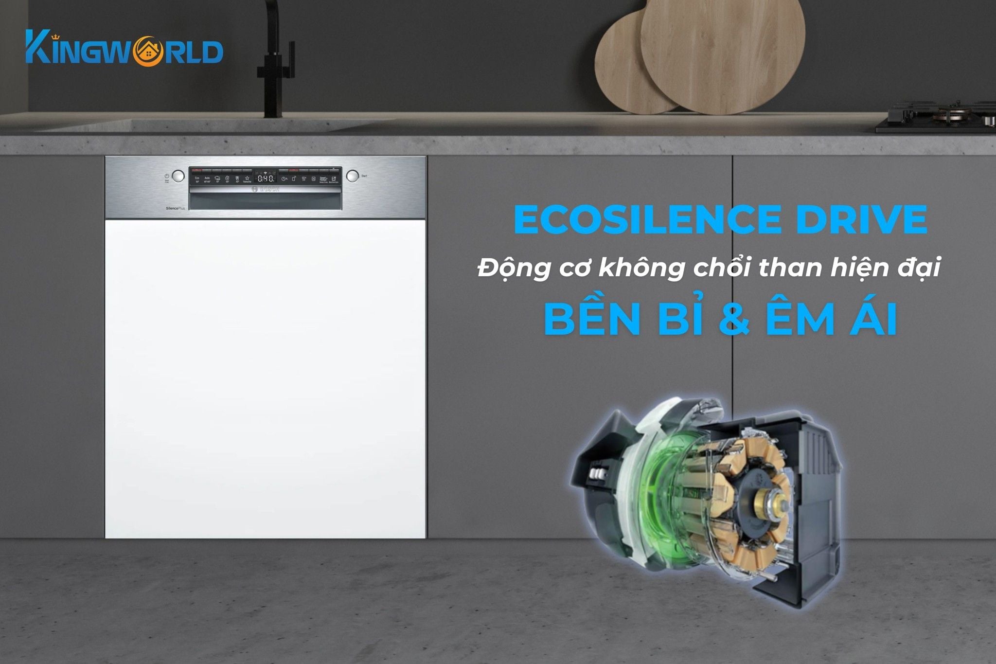 Bosch SMI4HCS48E trang bị động cơ không chổi than hiện đại