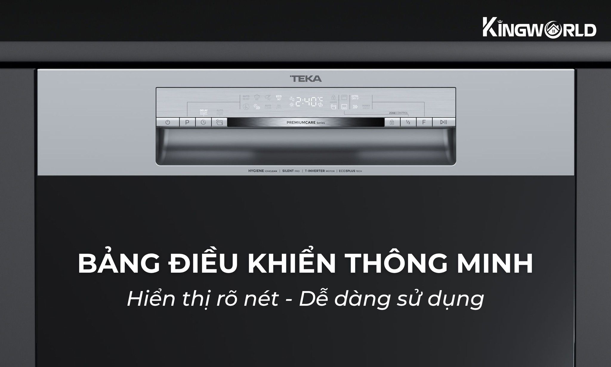 Bảng điều khiển điện tử với nút nhấn và màn hình hiển thị thông minh