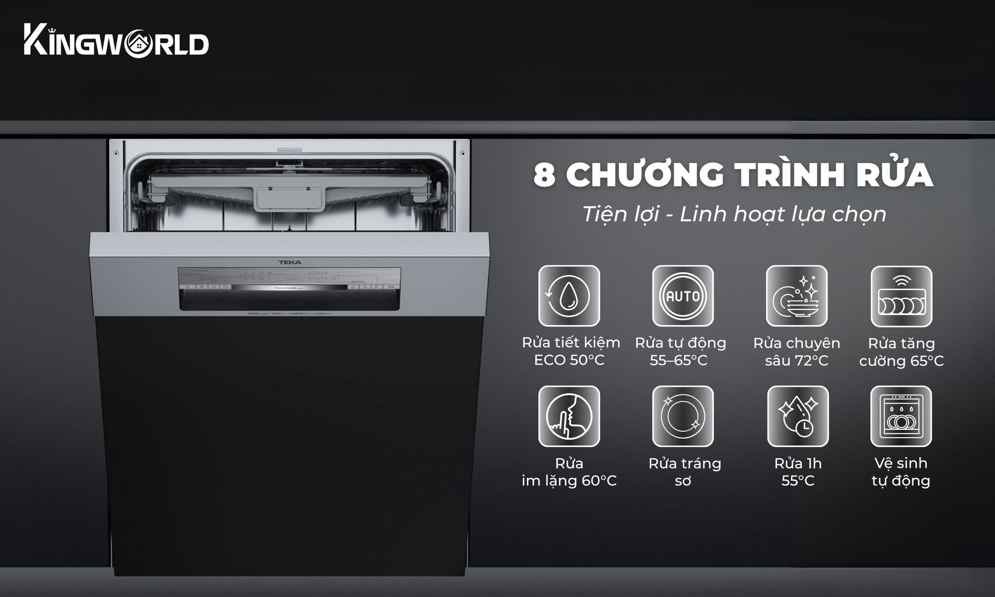 Teka DSI 76850 SS trang bị 8 chương trình rửa linh hoạt