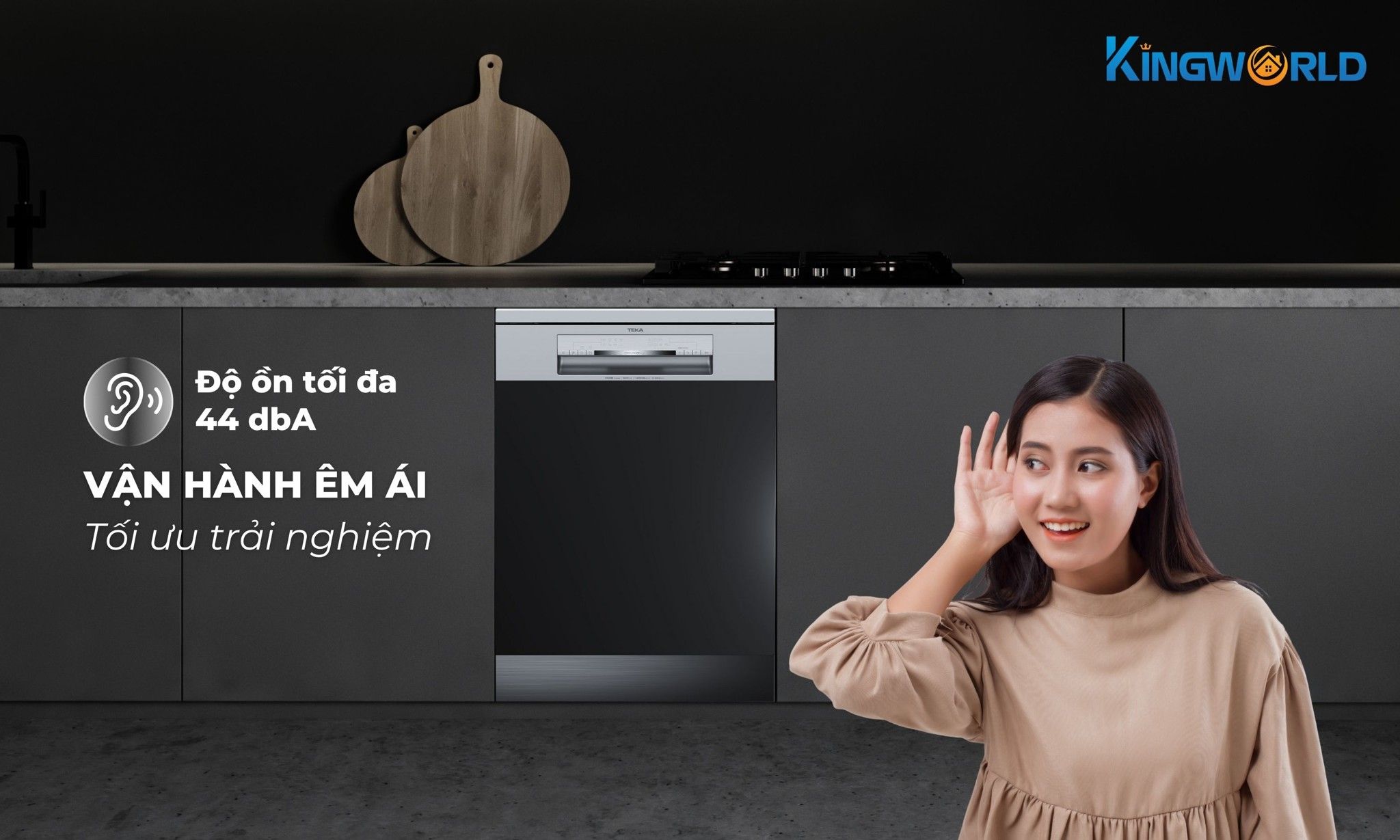 Teka DSI 76850 SS hoạt động với đồ ồn thấp, chỉ 44dB