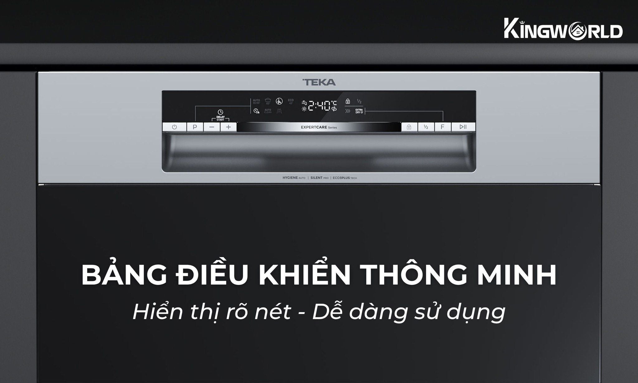 Máy rửa bát Teka âm tủ bán phần với bảng điều khiển lộ rõ ra bên ngoài máy