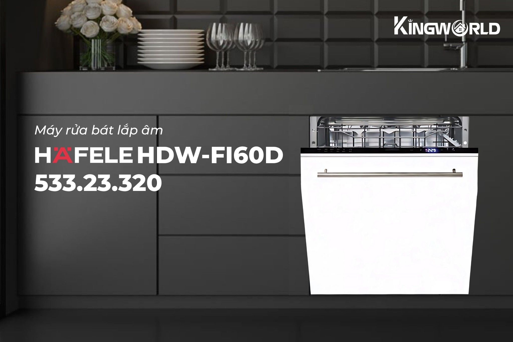 Máy rửa chén&nbsp;Hafele HDW-FI60D thiết kế lắp âm sang trọng