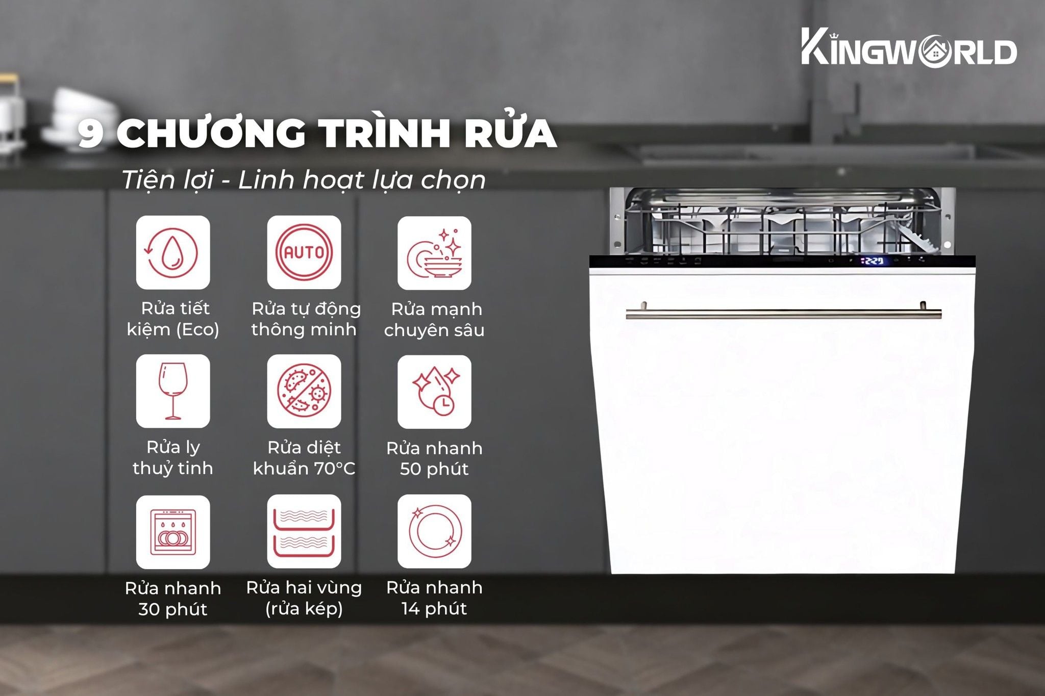 Máy rửa chén&nbsp;Hafele HDW-FI60D được trang bị đến 9 chương trình rửa