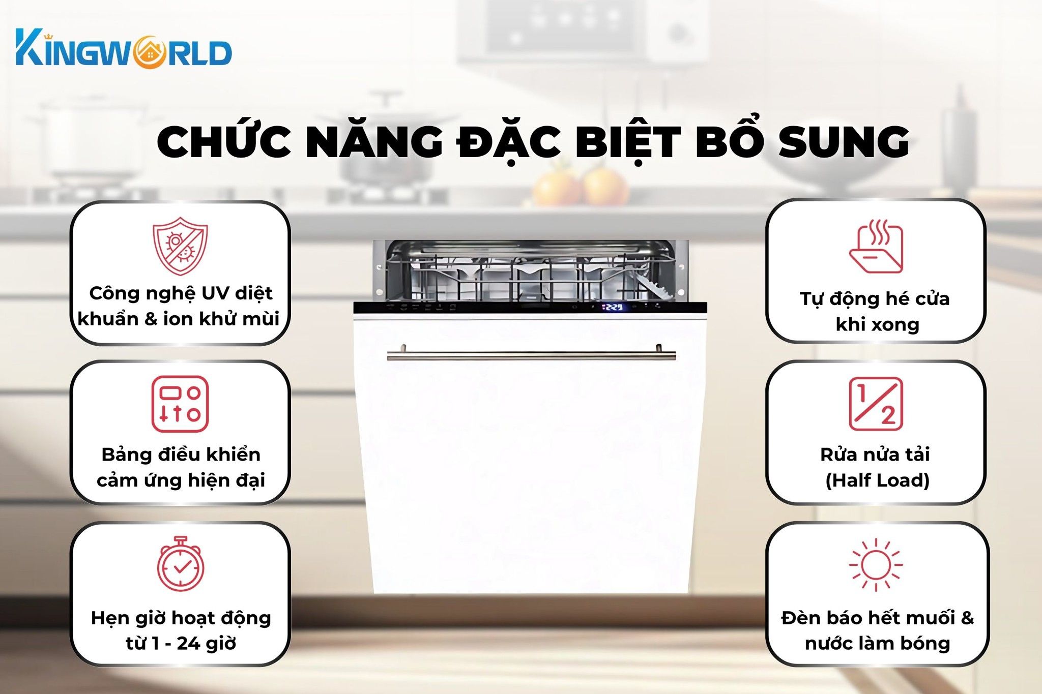 Máy rửa chén&nbsp;Hafele HDW-FI60D được trang bị nhiều chức năng bổ sung
