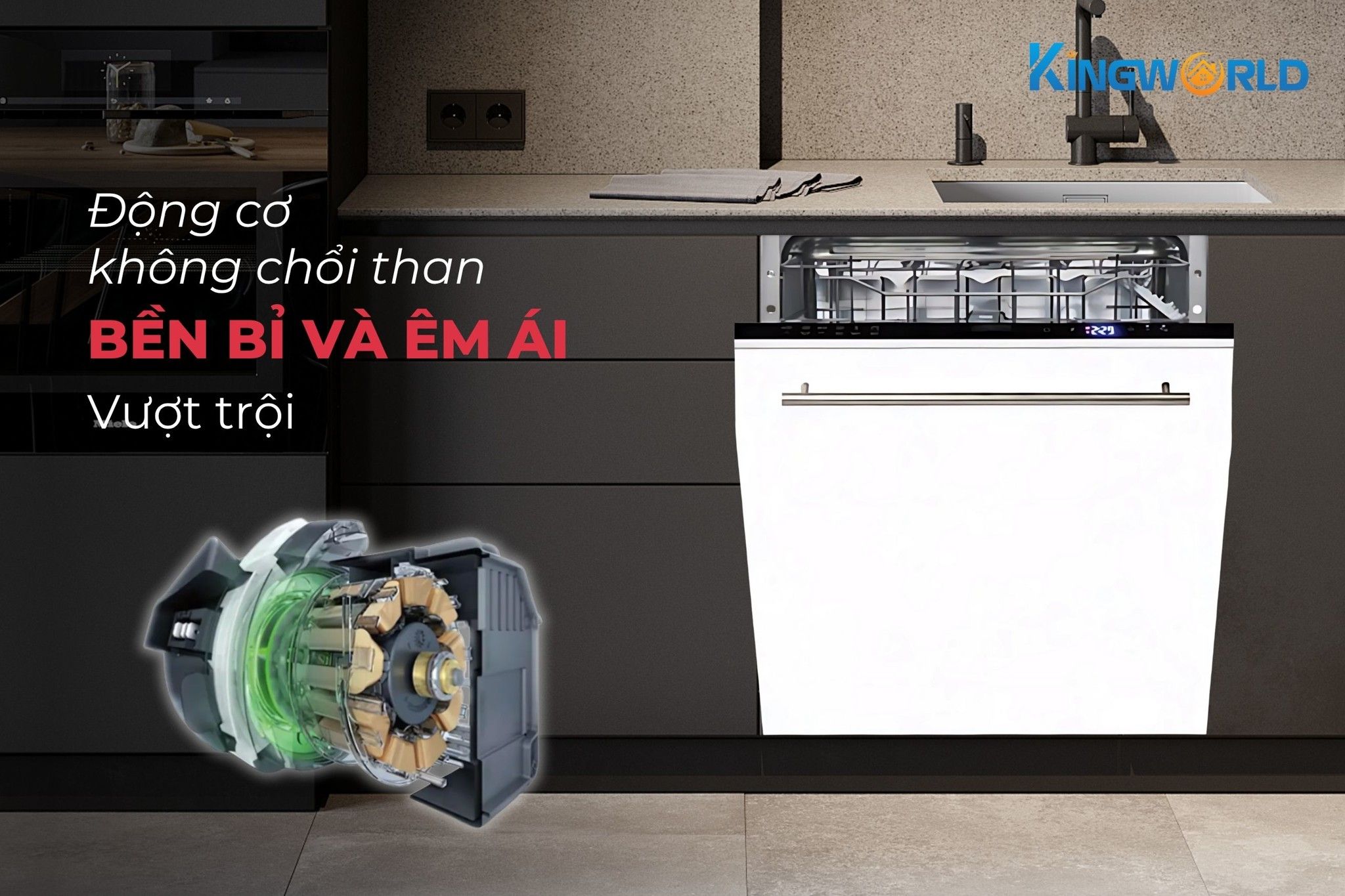 Máy rửa chén&nbsp;Hafele HDW-FI60D trang bị động cơ tiết kiệm, hạn chế ồn