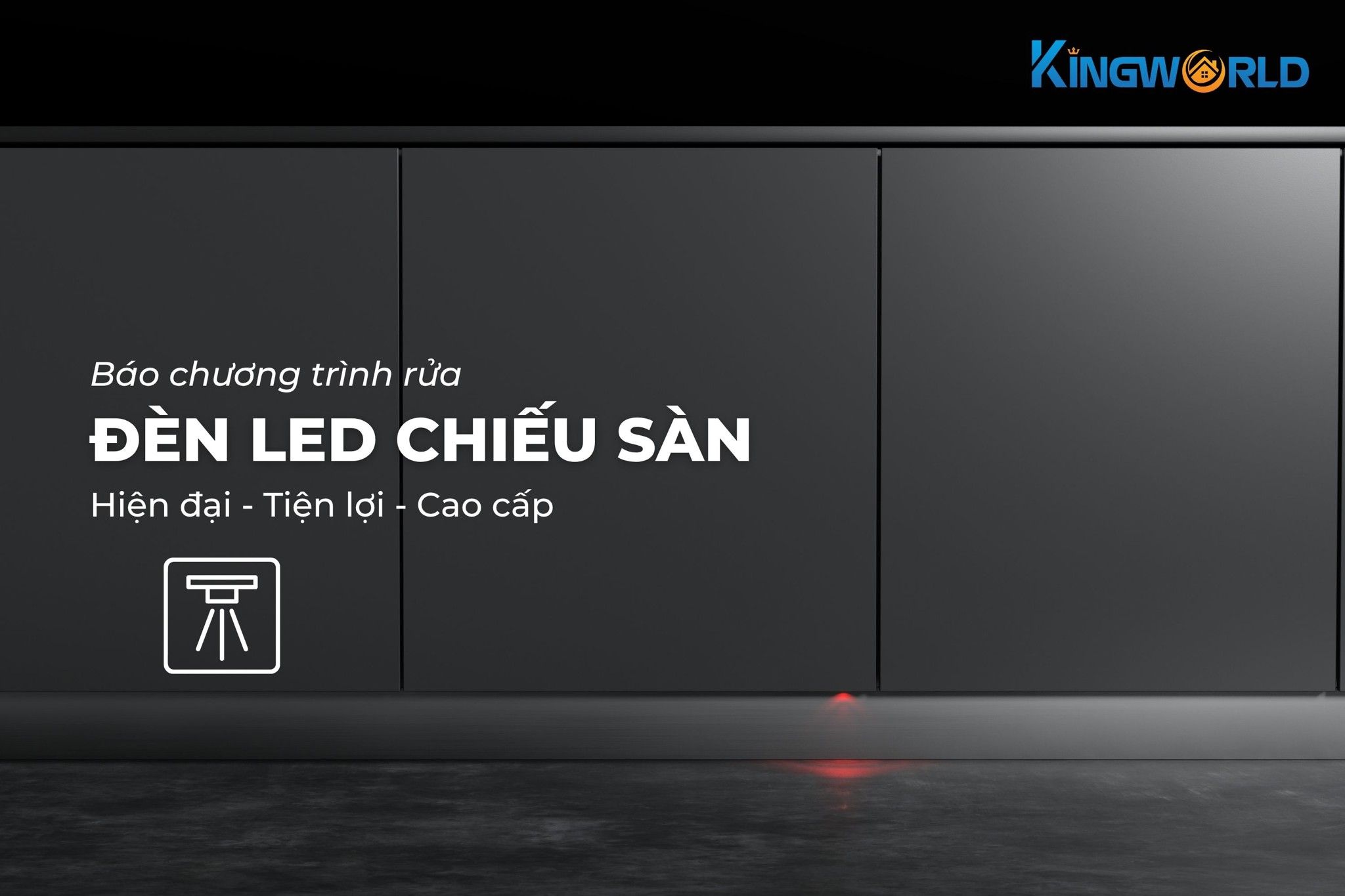 Máy rửa bát có đèn chiếu sáng xuống sàn hiện đại