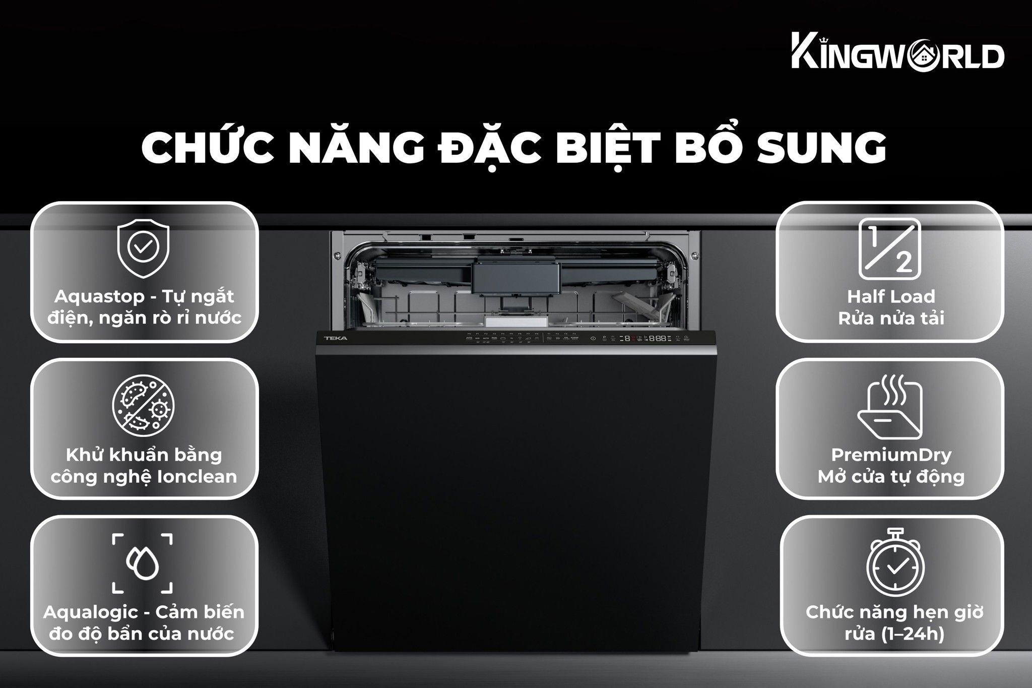 Máy rửa bát Teka DFI 76950 trang bị thêm nhiều tính năng đặc biệt