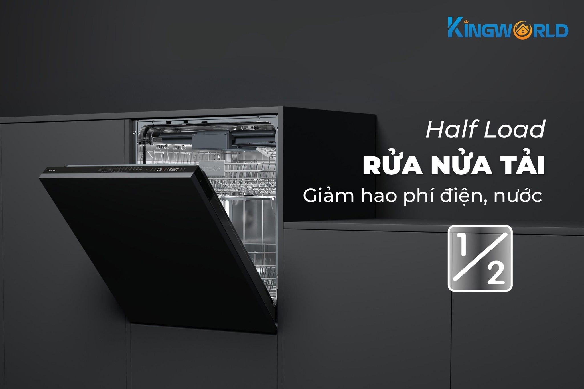 Teka DFI 76950 tích hợp chế độ rửa nửa tải tiện lợi