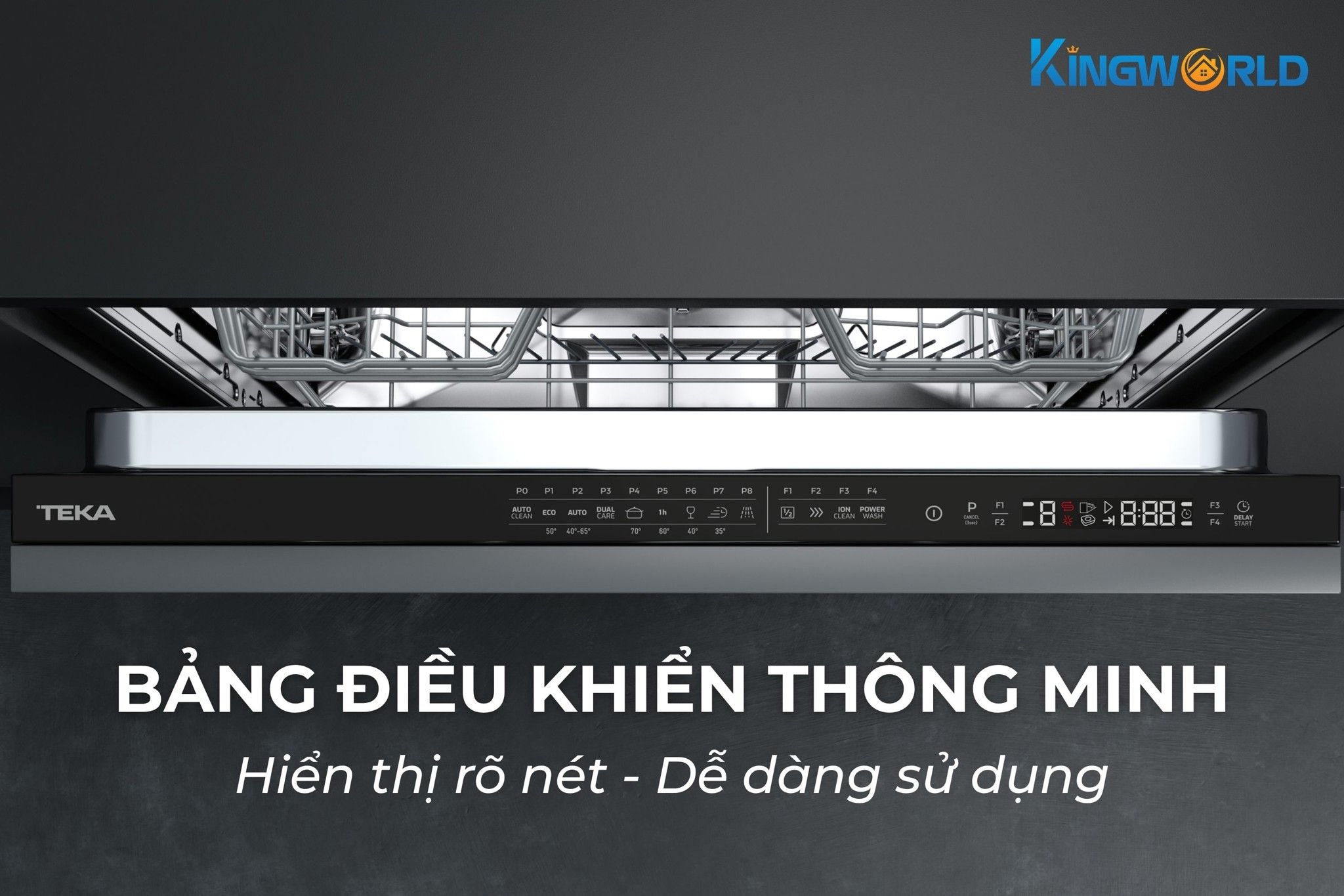 Bảng điều khiển điện tử với phím cảm ứng và màn hình hiển thị thông minh