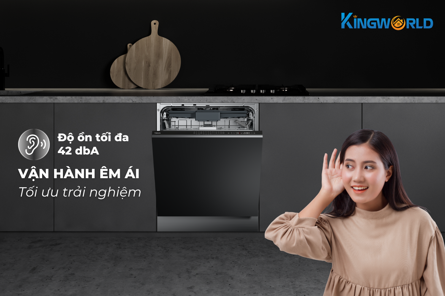 Máy rửa bát Teka DFI 76950 hoạt động êm ái, ít tiếng ồn