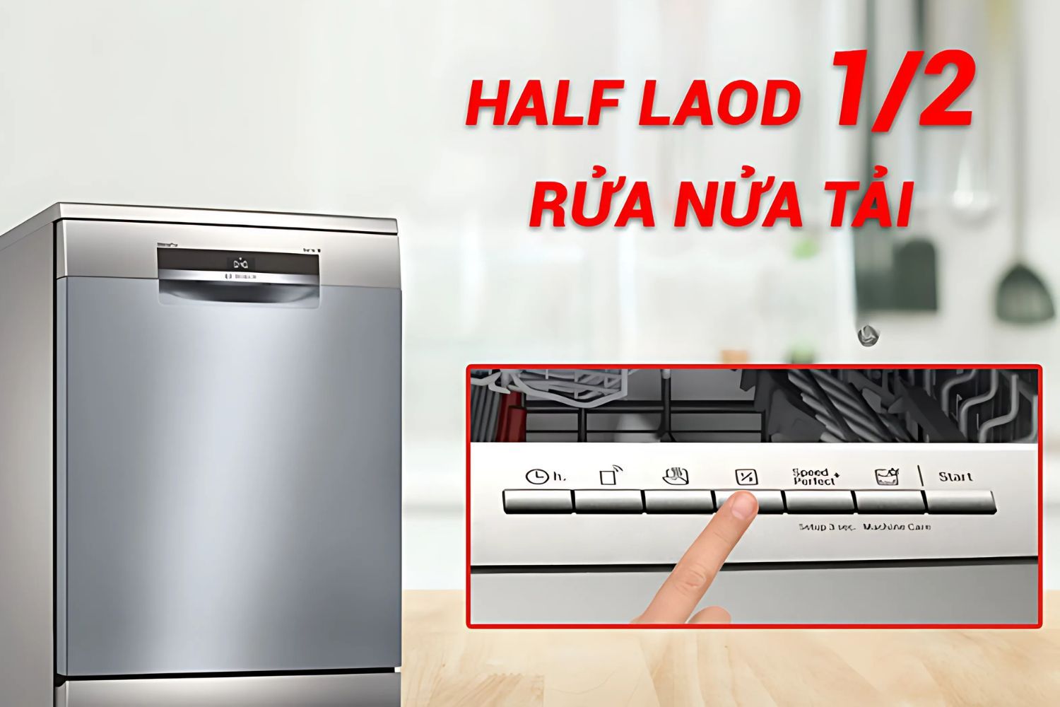 Rửa nửa tải sử dụng trong trường hợp với chén dĩa không quá nhiều