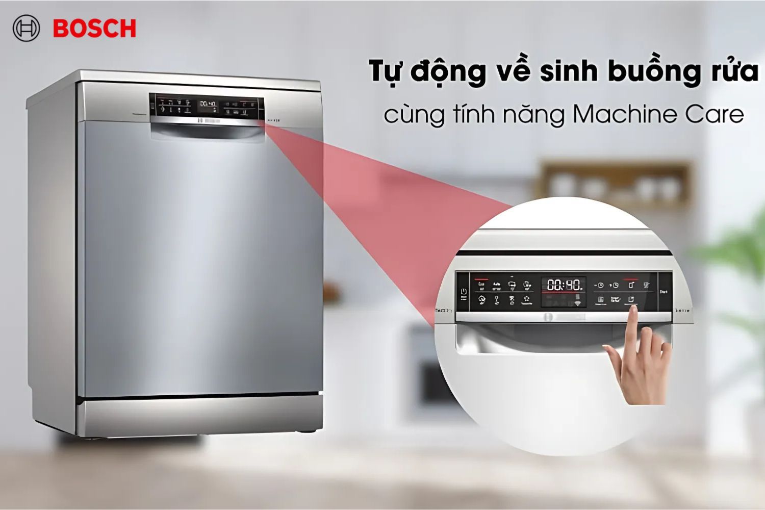 Máy rửa bát Bosch dòng Series 2 nhắc vệ sinh khoang sau 30 lần rửa