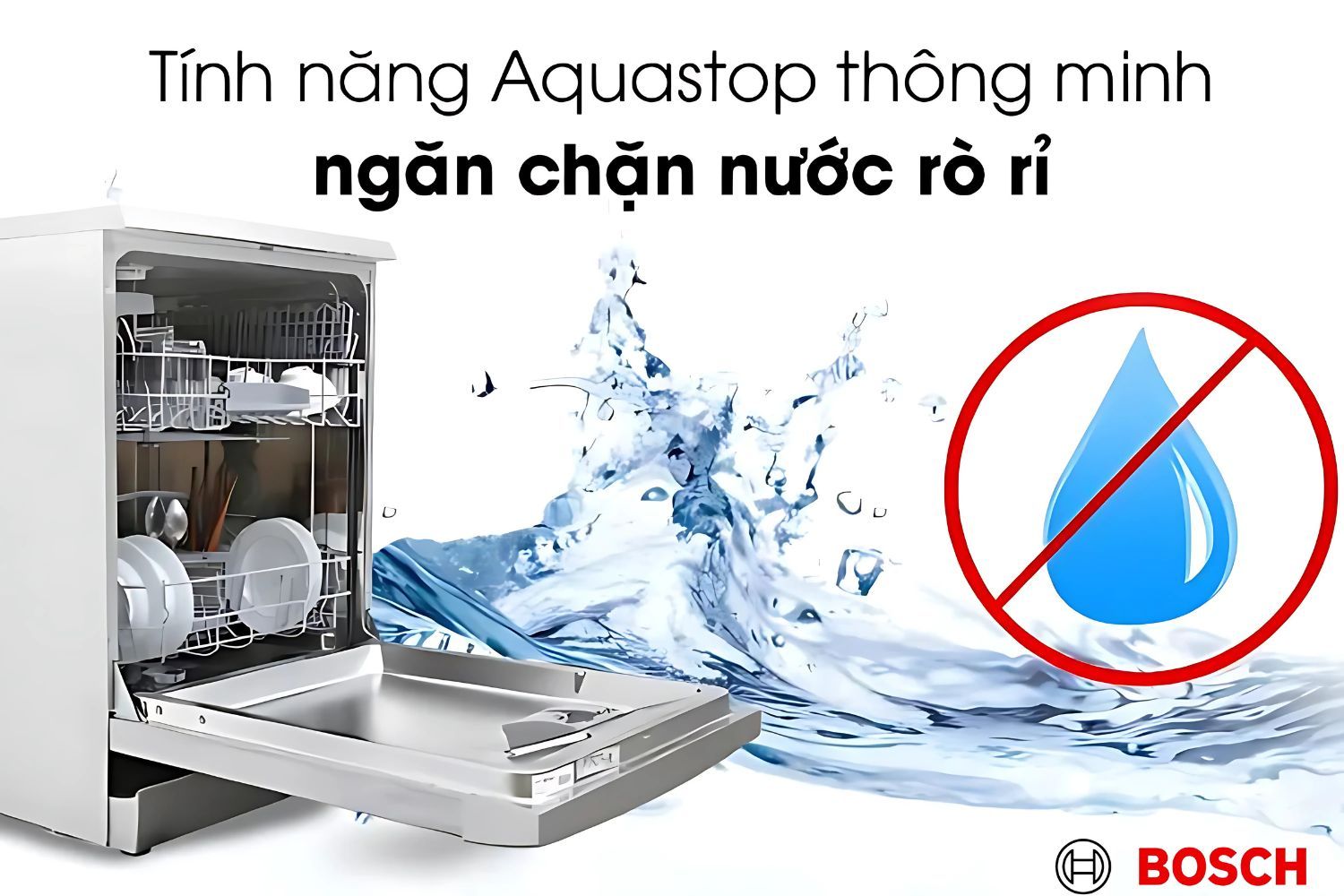 AquaStop chống rò rỉ nước và bảo vệ điện áp trên máy rửa chén Bosch Series 4