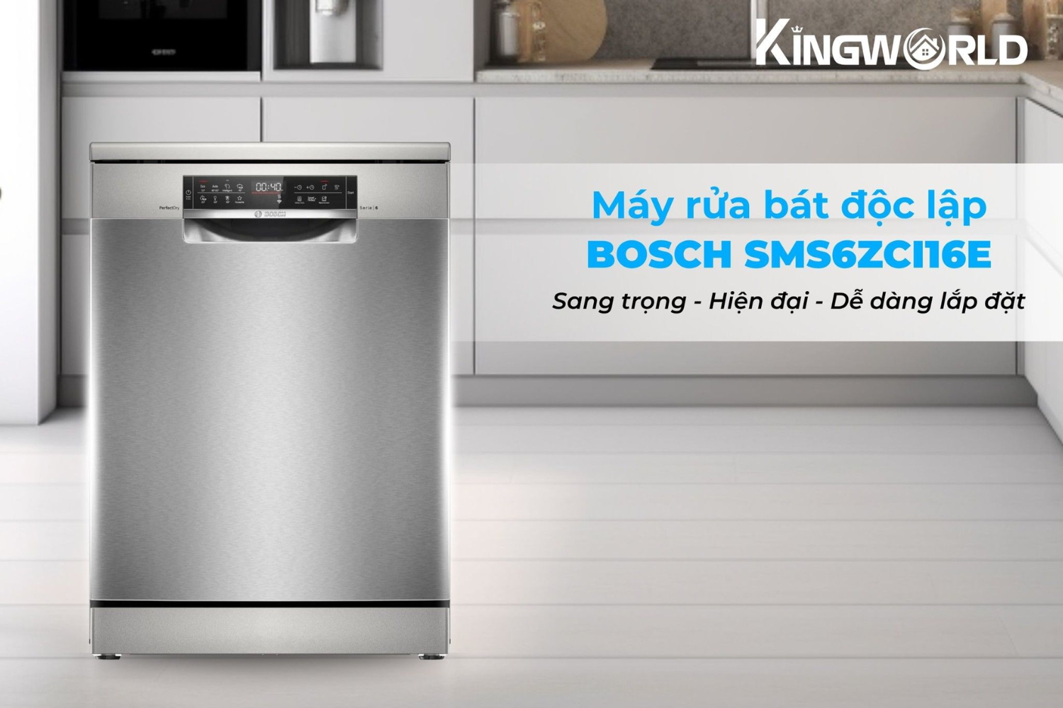 Máy rửa chén Bosch Seires 6 sở hữu thiết kế sang trọng, hiện đại