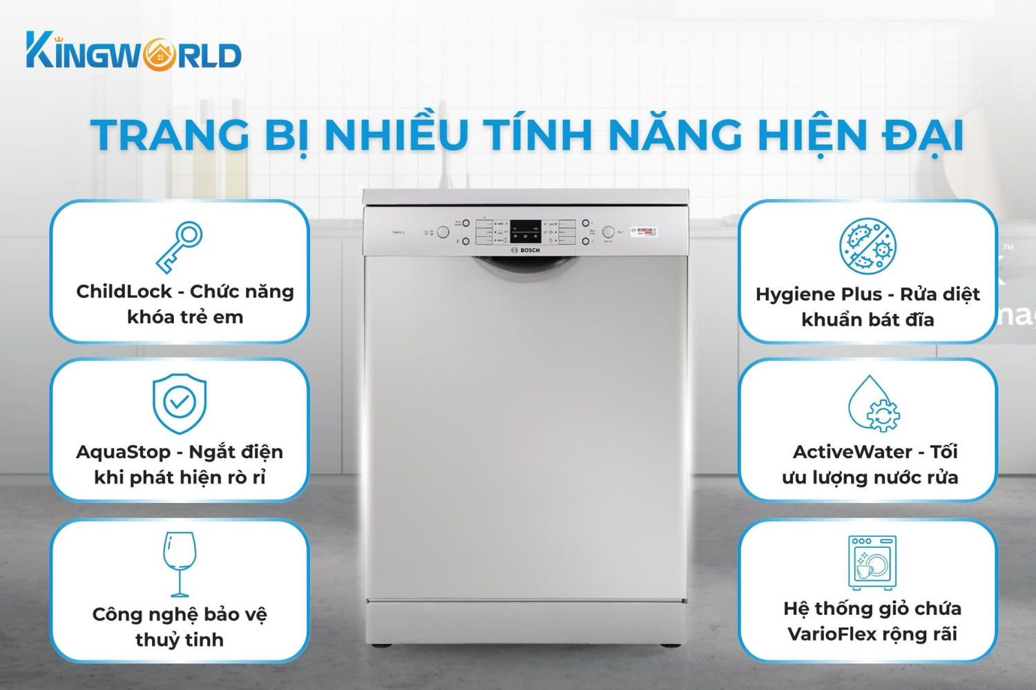 Máy rửa bát Bosch Series 6 với các chương trình rửa đặc biệt khác