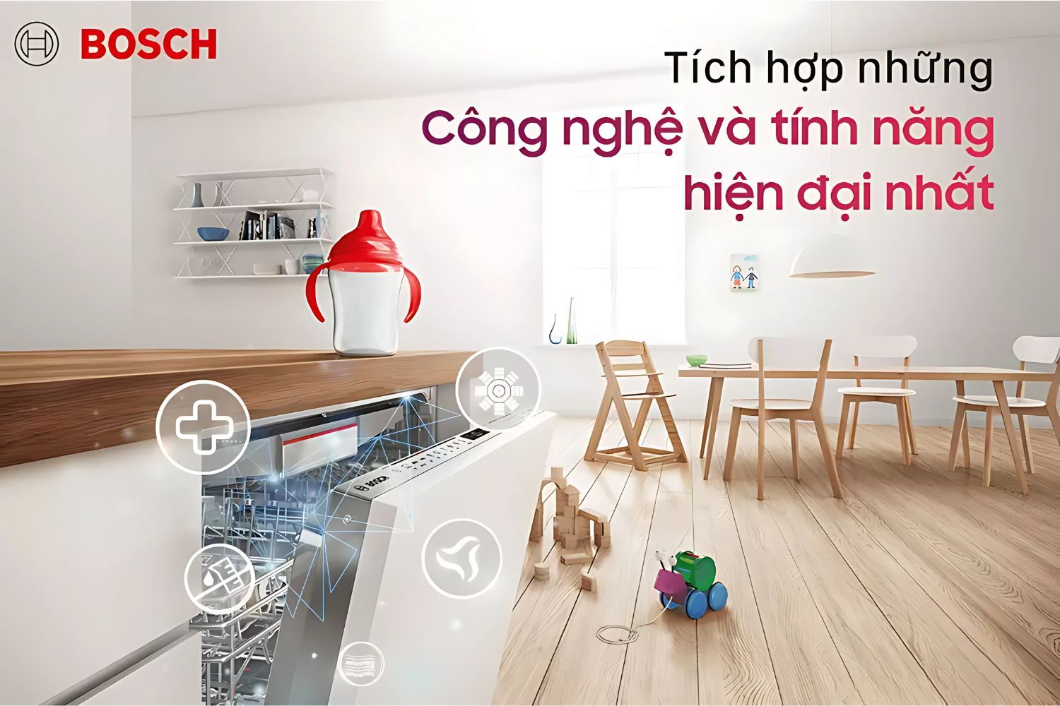Thuộc dòng cao cấp nhất nên Bosch Series 8 được trang bị đầy đủ công nghệ hiện đại