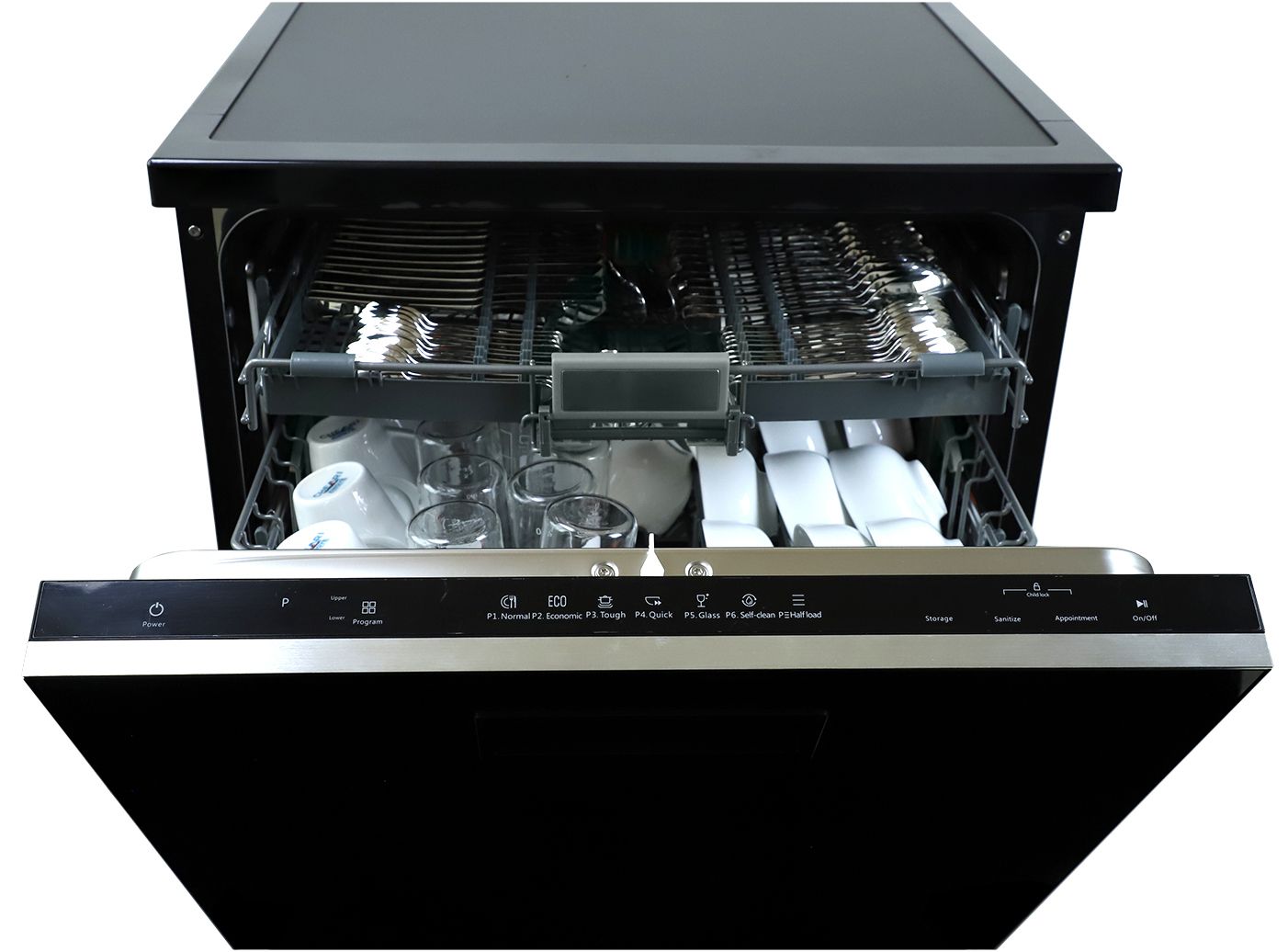 Máy rửa bát Canzy âm toàn phần với bảng điều khiển ẩn bên trong