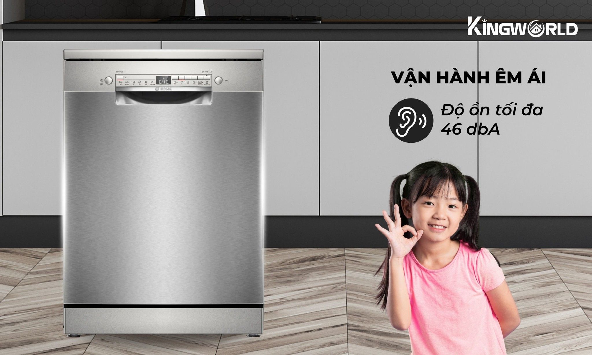 Bosch SMS2HAI12E hoạt động với độ ồn thấp