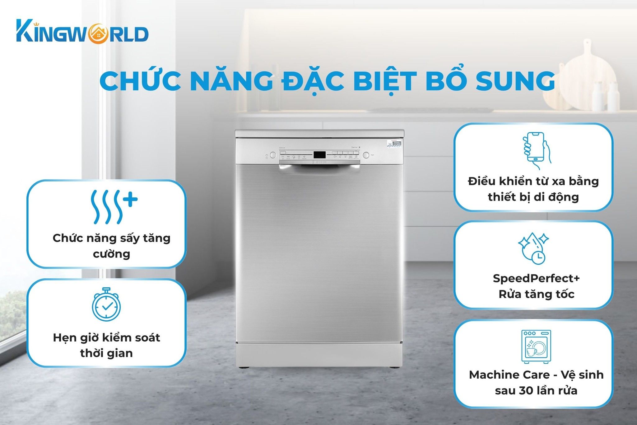 Bosch SMS2IVI61E có 5 chương trình bổ sung đặc biệt theo máy