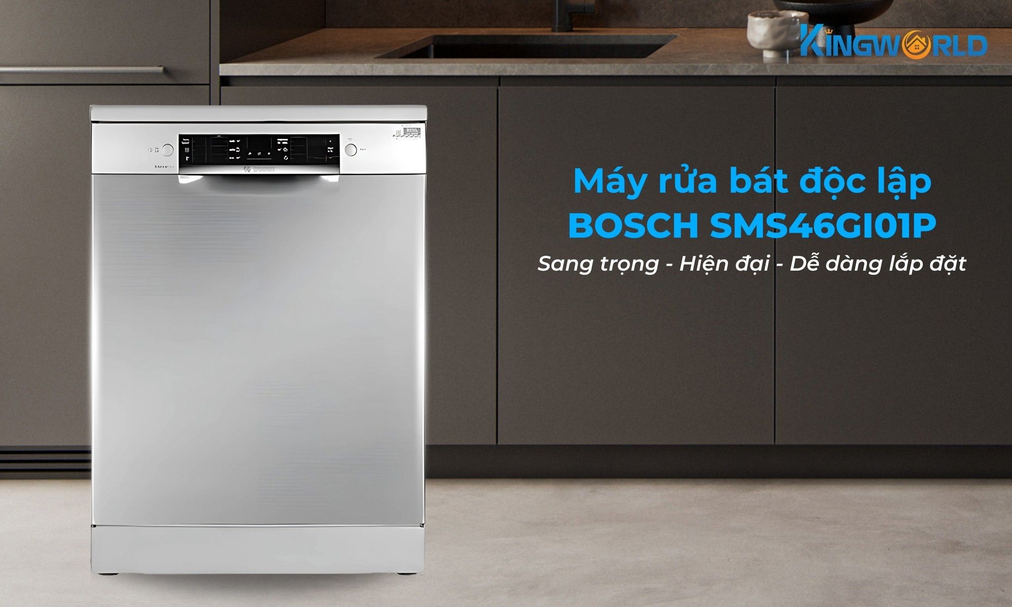 Bosch SMS46GI01P thiết kế độc lập, sang trọng