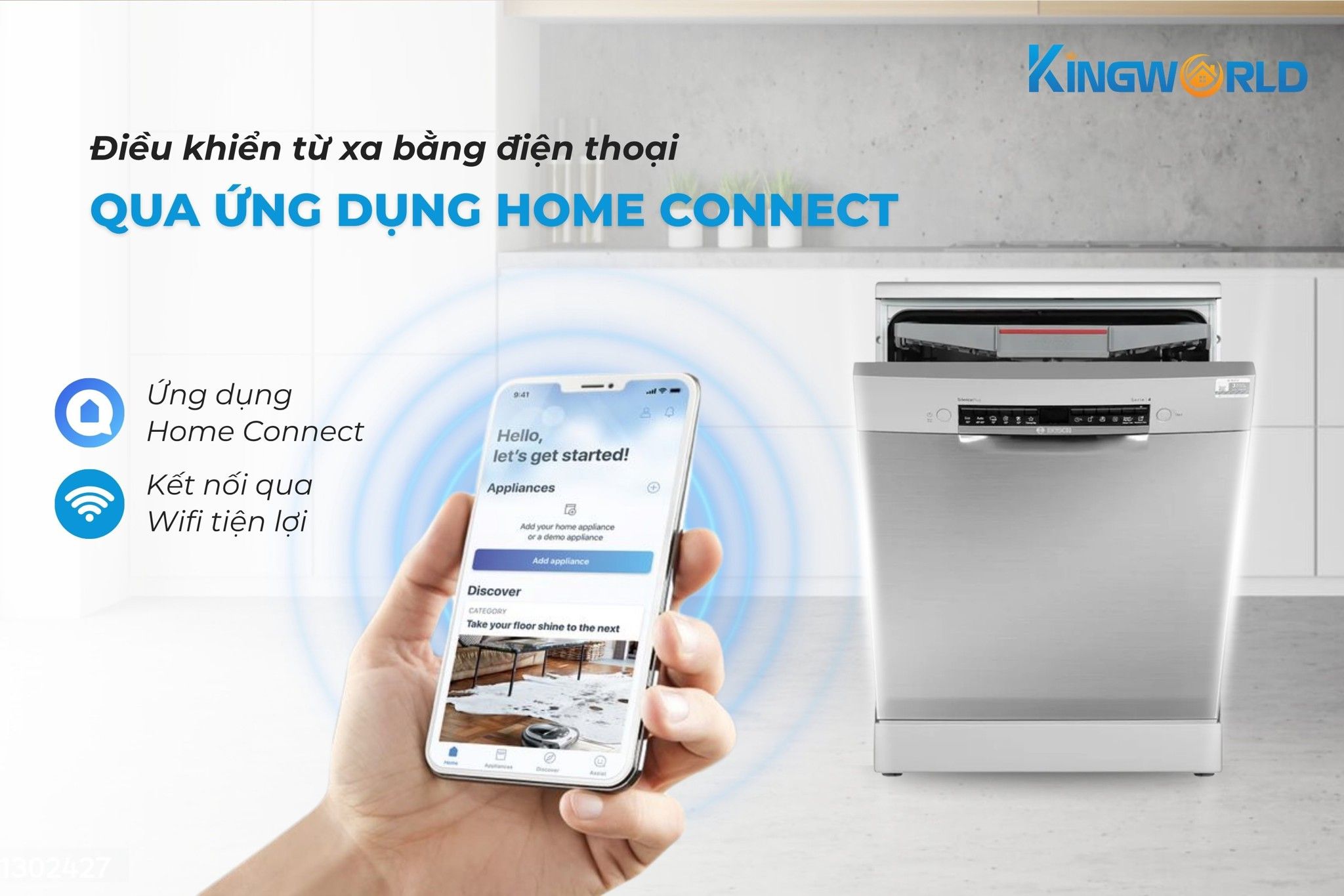 Máy rửa chén Bosch SMS4EVI14E có thể điều khiển từ xa tiện lợi