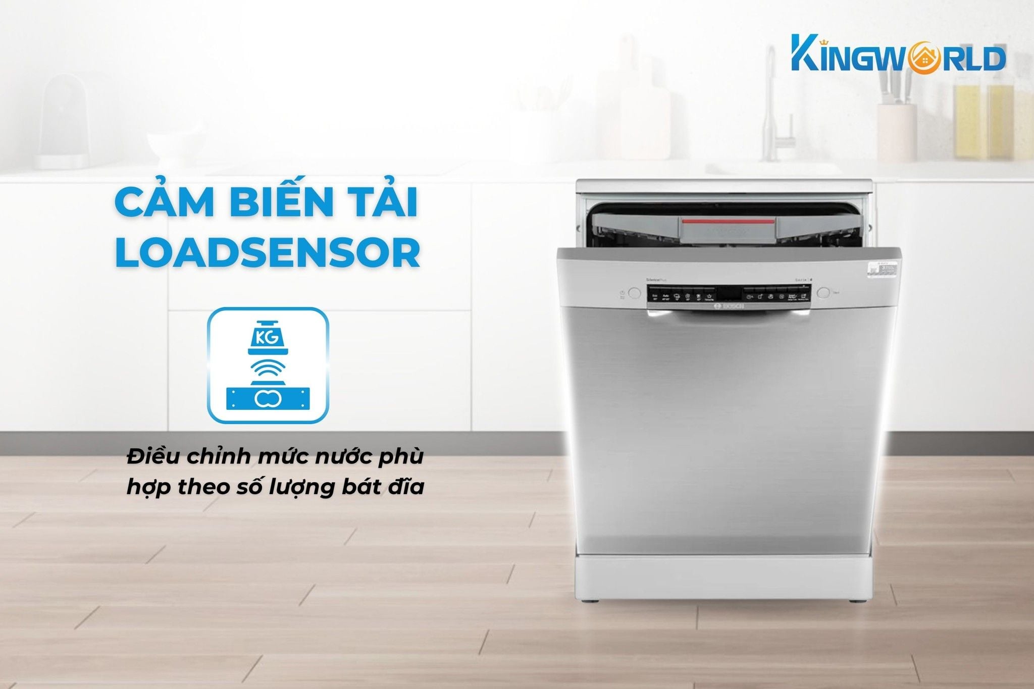 Bosch SMS4EVI14E tối ưu hiệu suất rửa bát nhờ công nghệ LoadSensor