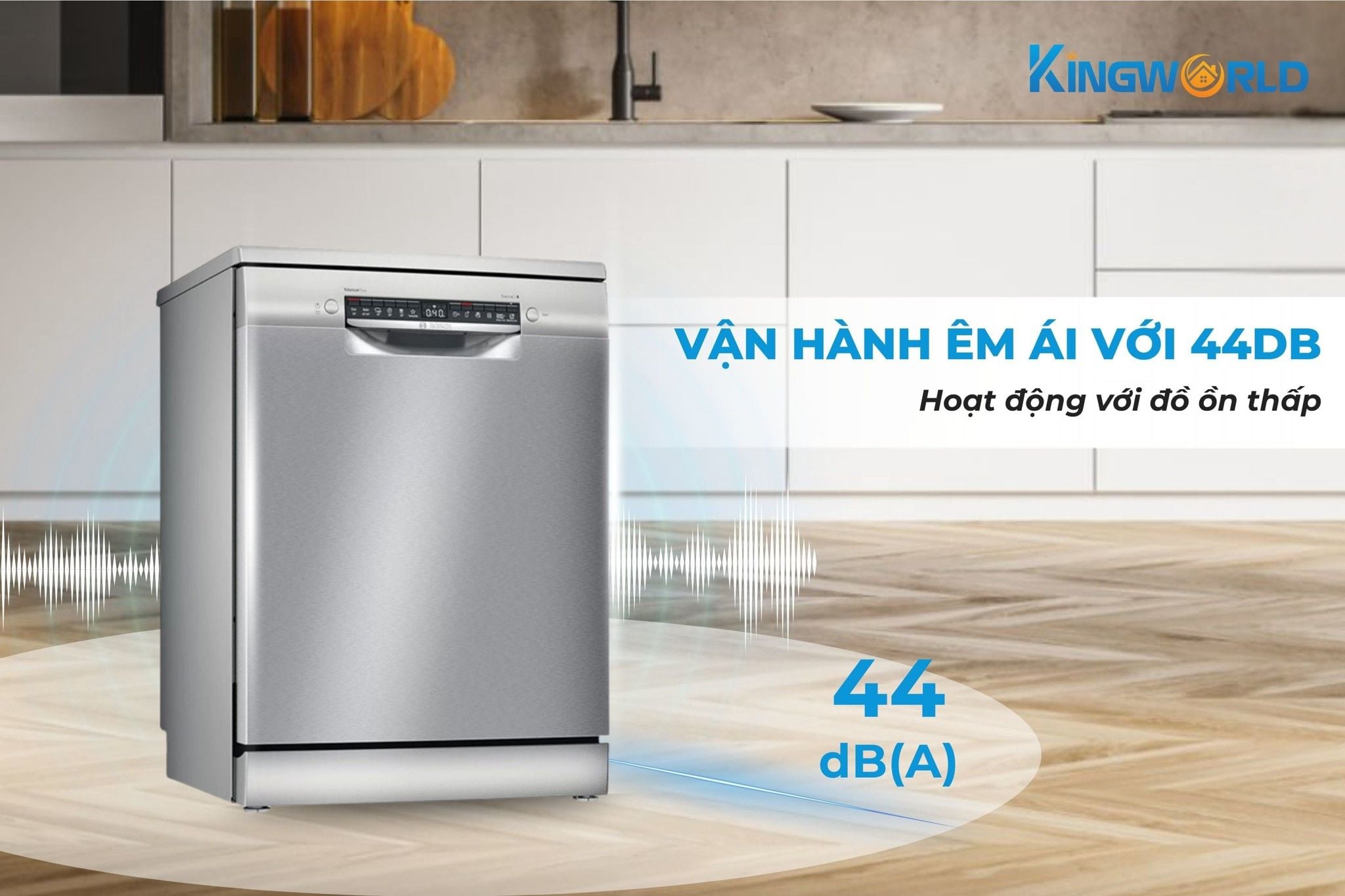 Bosch SMS4EVI14E hoạt động với độ ồn thấp 44đb