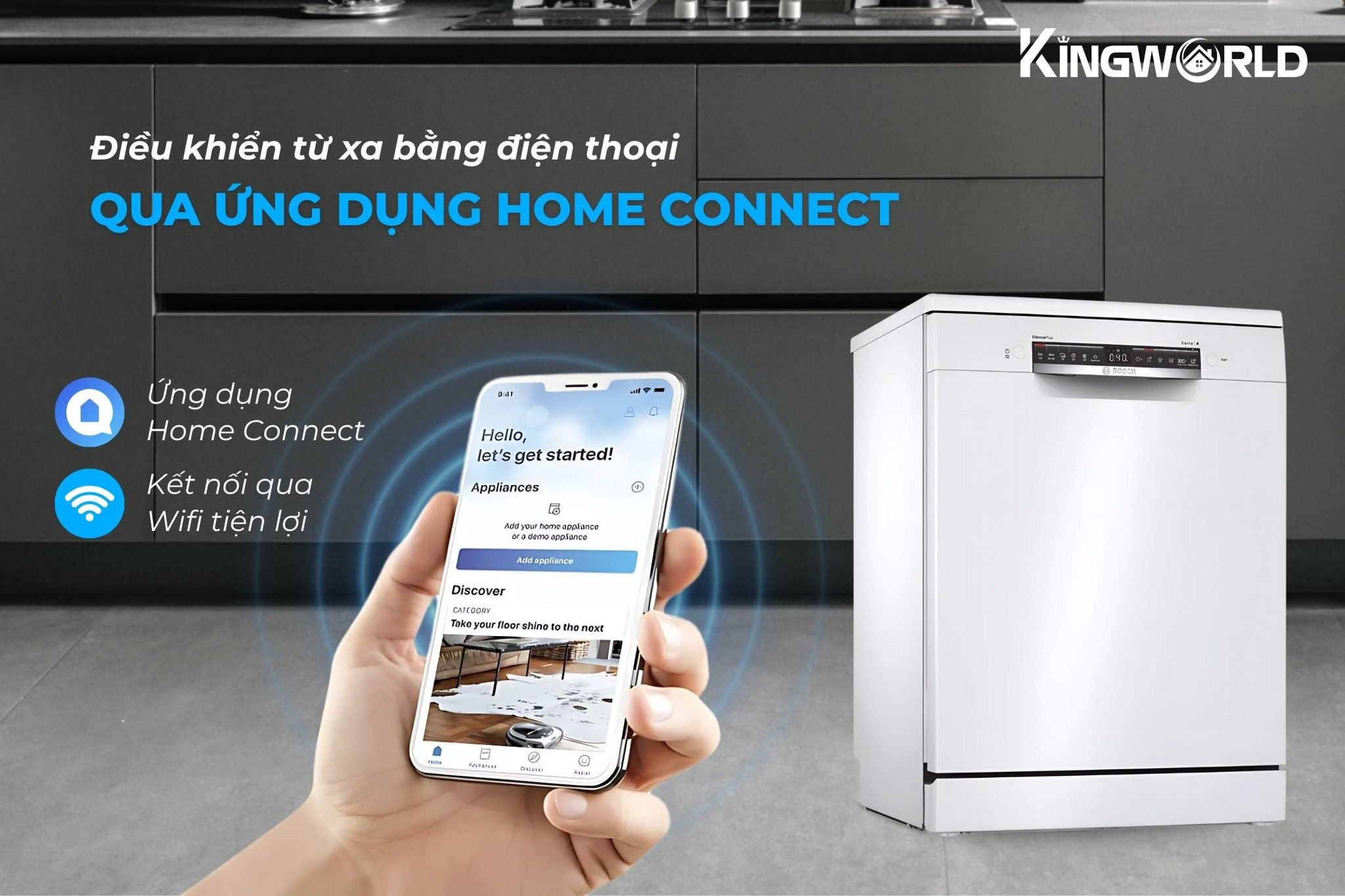 Máy rửa bát&nbsp;Bosch SMS4HAW48E điều khiển từ xa tiện lợi