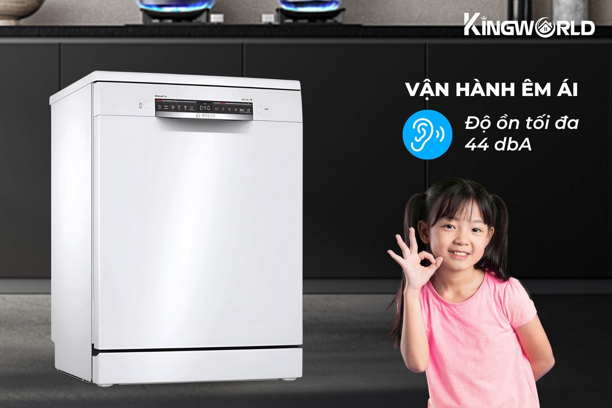 Máy rửa bát&nbsp;Bosch SMS4HAW48E có độ ồn thấp