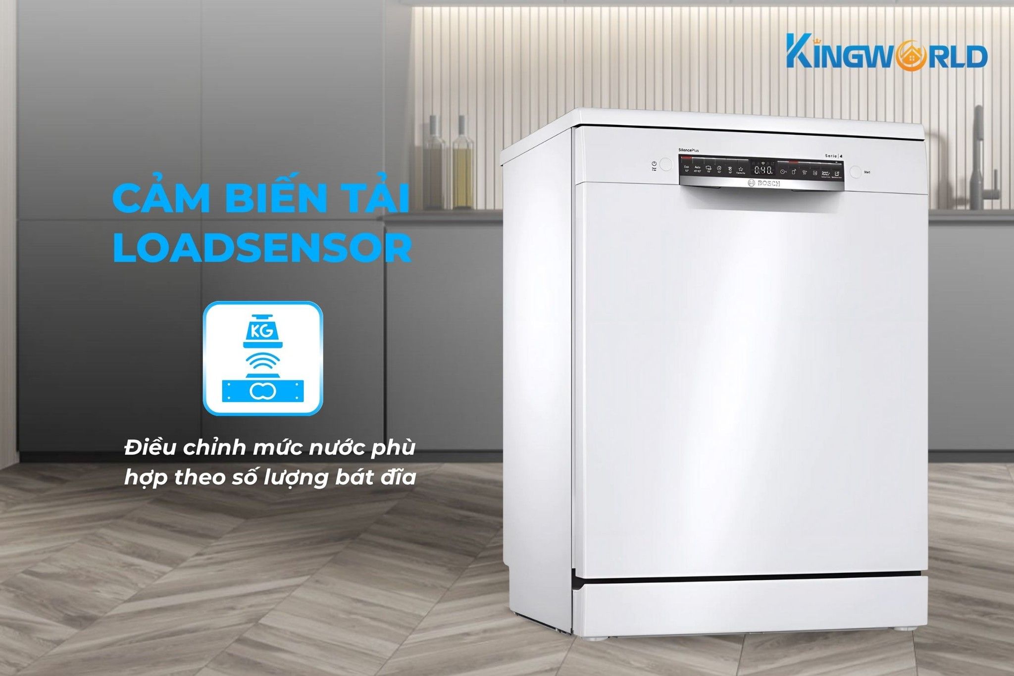 Cảm biến LoadSensor tự động điều chỉnh lượng nước phù hợp với số bát đĩa cần rửa
